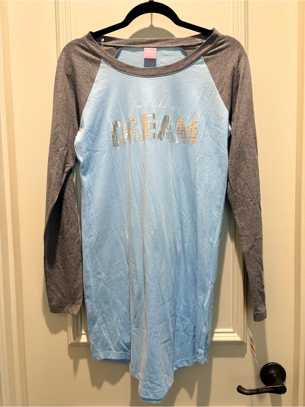 NWT Light Blue & Gray 'Dream' Raglan Nightshirt
